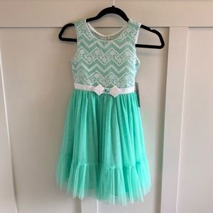 Mint chevron girls dress